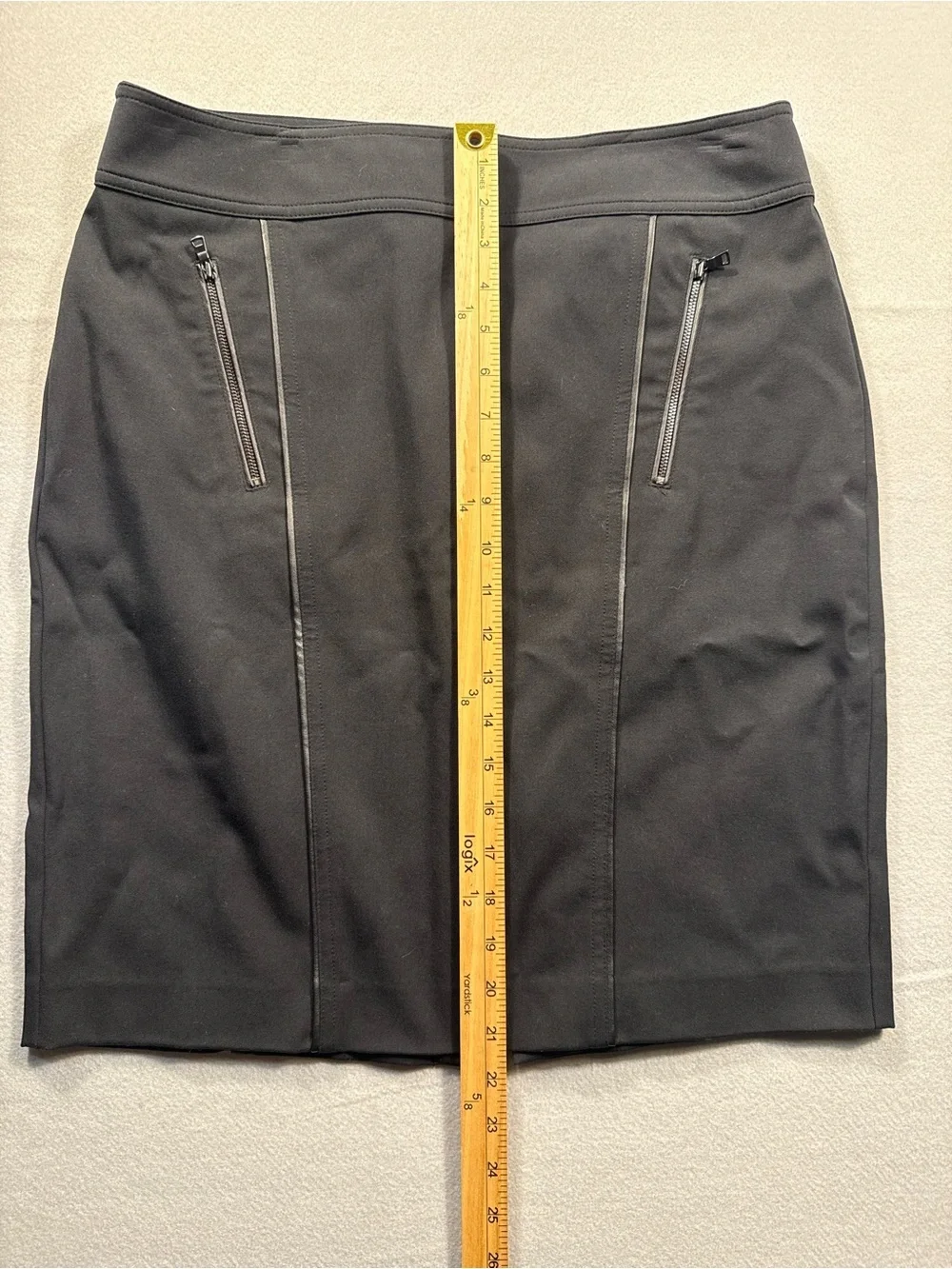 Ann Taylor Size 12 Grey Cotton Pencil Skirt Front Zip Clubwear Work Attire